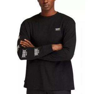 NWT Timberland Men's Logo Graphic Long-Sleeve T-Shirt M Black